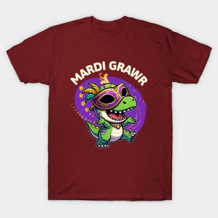 Mardi Grawr T-rex T-Shirt